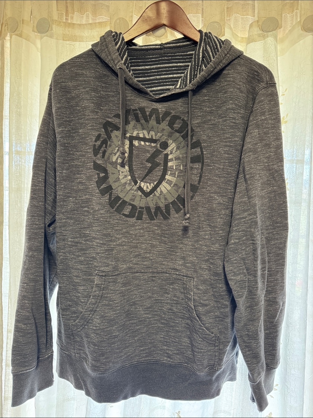 Men's Heather Gray Hooded Pullover with Graphic Logo